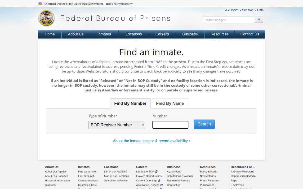 Federal BOP inmate locator for Ottawa County federal release research