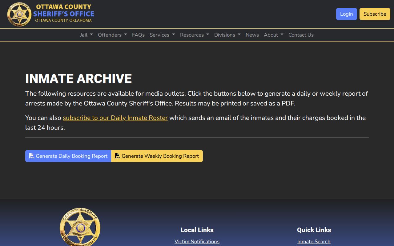 Ottawa County booking report controls for 24-hour release research